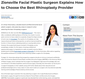 Board-certified Zionsville facial plastic surgeon discusses key areas to research when choosing the best rhinoplasty provider.